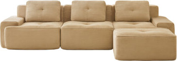 Latitude Run Modular Versatility Corduroy L-shaped Sofa For Living Room