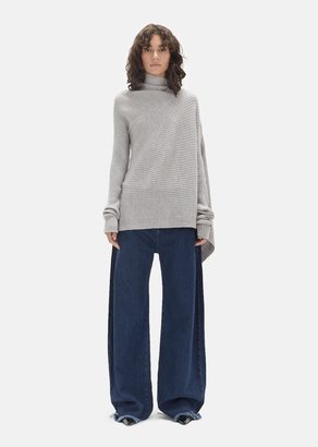 Marques Almeida Marques ' Almeida Merino Wool Draped Asymmetric Sweater Grey Size: Medium
