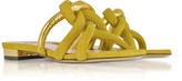 Thumbnail for your product : Charlotte Olympia Thalia Olive Green Suede and Gold Metallic Leather Slide Sandals