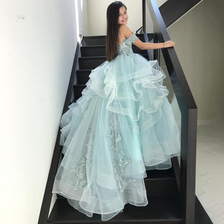 gdybao Summertime Girl Dresses Off The Shoulder Princess Tulle Puffy First Communion Birthday Party Dress Cute Kids Gown
