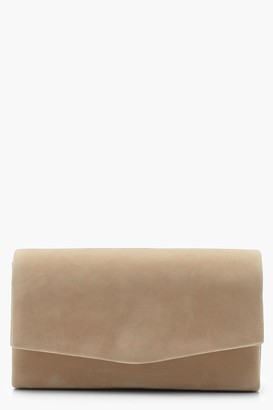 boohoo Structured Suedette Clutch Bag & Chain