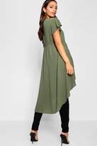 Thumbnail for your product : boohoo Horn Button Through Cap Sleeve High Low Hem Top