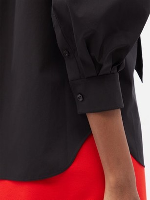 Givenchy Logo-print Puff-sleeve Cotton-poplin Blouse - Black