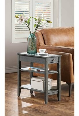 Three Posts Inman End Table With StorageA Table Base Color: Black, Table Top Color: Black