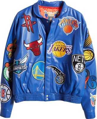 NBA Collage faux-leather jacket