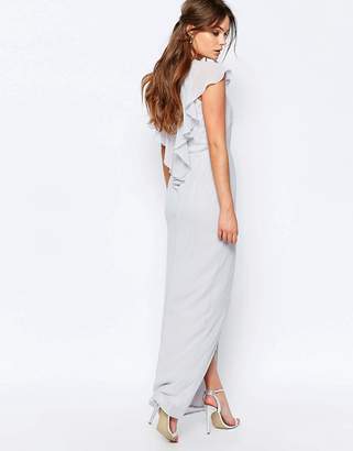 Elise Ryan Lace Insert Maxi Dress With Frill Sleeves
