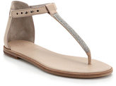Thumbnail for your product : Brunello Cucinelli Monili Chain-Trimmed Leather Thong Sandals