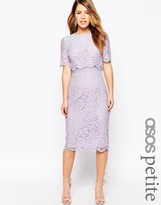 Thumbnail for your product : ASOS Petite PETITE Lace Crop Top Midi Pencil Dress
