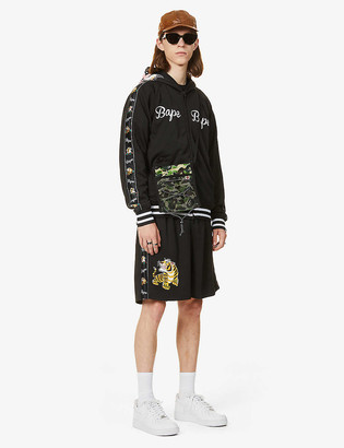 A Bathing Ape Logo and tiger-print jersey hoody