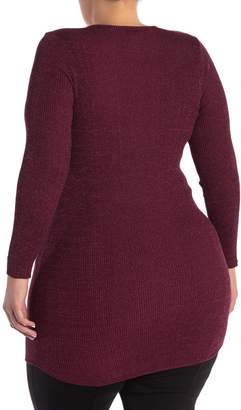 Derek Heart Lace-Up Tunic Sweater (Plus Size)