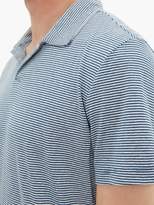 Thumbnail for your product : Onia Shaun Striped Open-collar Linen-blend Polo Shirt - Mens - Navy White