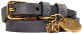 Alexander McQueen - Bracelet double-tour en peau de serpent bleu et doré Skull
