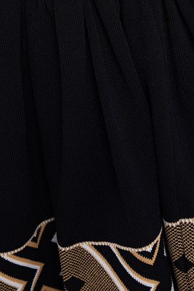 Maje Rochelle Jacquard-trimmed Cutout Ribbed-knit Mini Dress