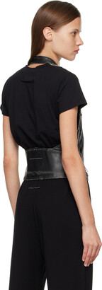 MM6 MAISON MARGIELA Black Moto Zip Leather Vest