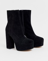 Thumbnail for your product : ASOS Design DESIGN Eclipse premium suede platform ankle boots in black