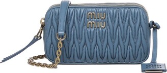 Miu Miu Matelassé Shoulder Bag in Blue