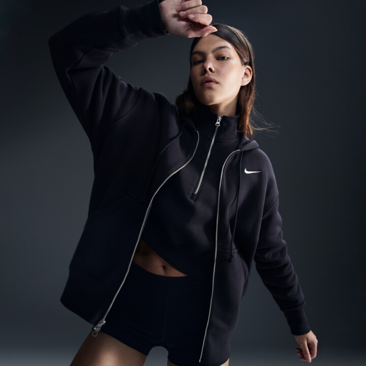 black nike womens zip up hoodie