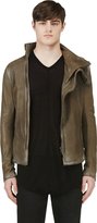 Thumbnail for your product : Julius Olive Lambskin High Collar Jacket