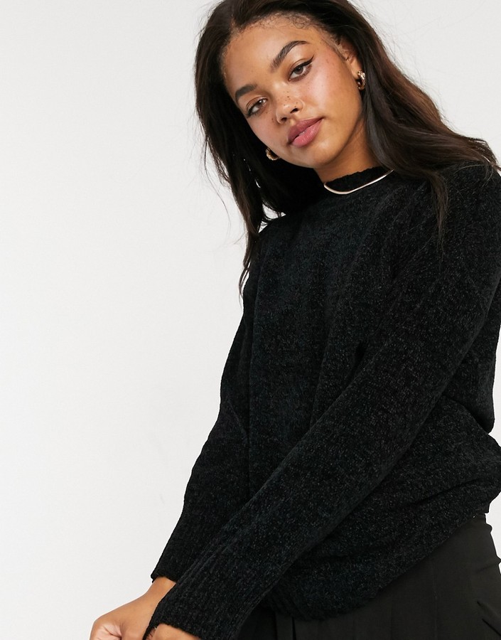 ASOS DESIGN lounge co-ord chenille oversized sweater in black - ShopStyle