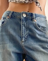 Thumbnail for your product : ASOS Petite DESIGN Petite hourglass high rise farleigh 'slim' mom jeans in midwash with rips