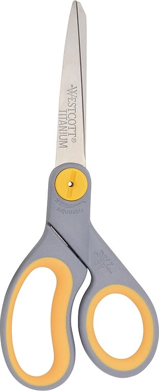 Westcott Titanium Bonded 8" Titanium Heavy Duty General Purpose Scissor, Pointed Tip, Gray/Yellow (13529)
