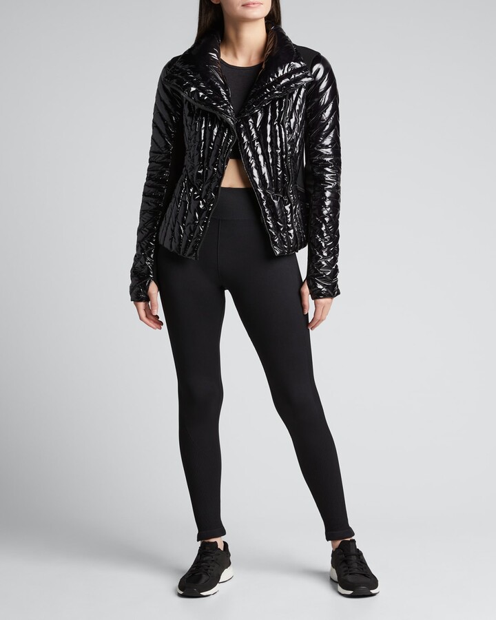 womens shiny black coat