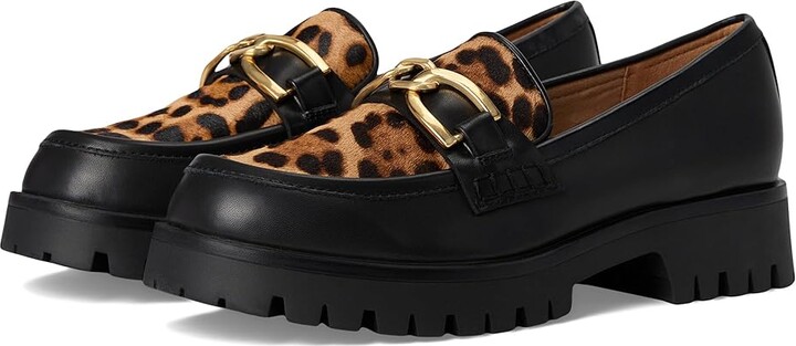 Nine West Gables Women's Dress Flat Shoes Black/Leopard : 5 M Faux Leather/Hair Calf