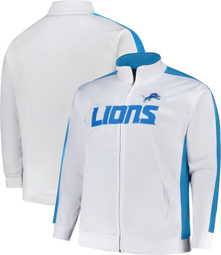 Fanatics Men's White Detroit Lions Big Tall Tricot Full-Zip Track Jacket