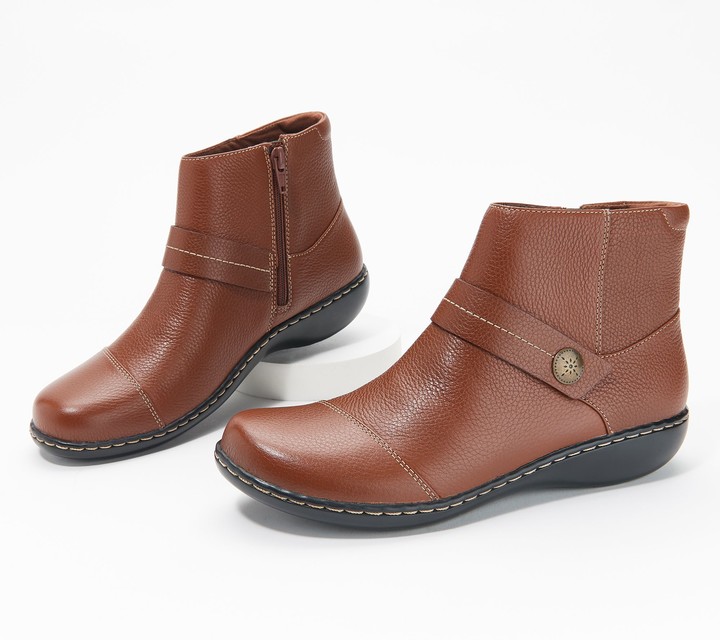 clarks brown leather ankle boots