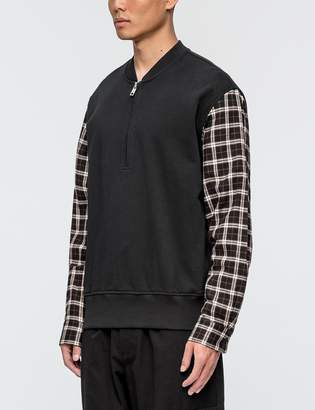 3.1 Phillip Lim Henley Sweatshirt with Flannel Over Sleeve