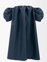 Thumbnail for your product : Kika Vargas Off-shoulder Silk-blend Taffeta Dress - Navy