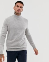 Thumbnail for your product : ASOS DESIGN lambswool turtle neck jumper in light grey