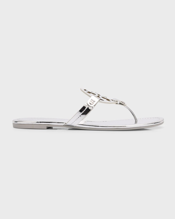 Tory Burch Miller Metallic Logo Thong Sandals