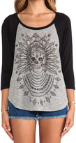 Thumbnail for your product : Lauren Moshi Drew Feather Chain Skull Raglan