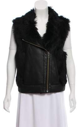 Helmut Lang Fur-Trimmed Leather Vest