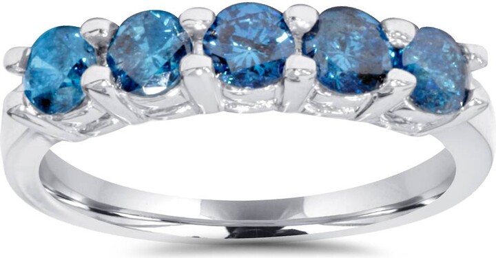 Pompeii3 3/4ct Blue Diamond Wedding Ring 14K White Gold