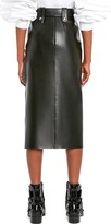 Thumbnail for your product : Alexander McQueen Belted Biker Leather Midi-Skirt