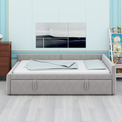 Mercer41 L-Shaped Upholstered Daybed With Pop Up Trundle