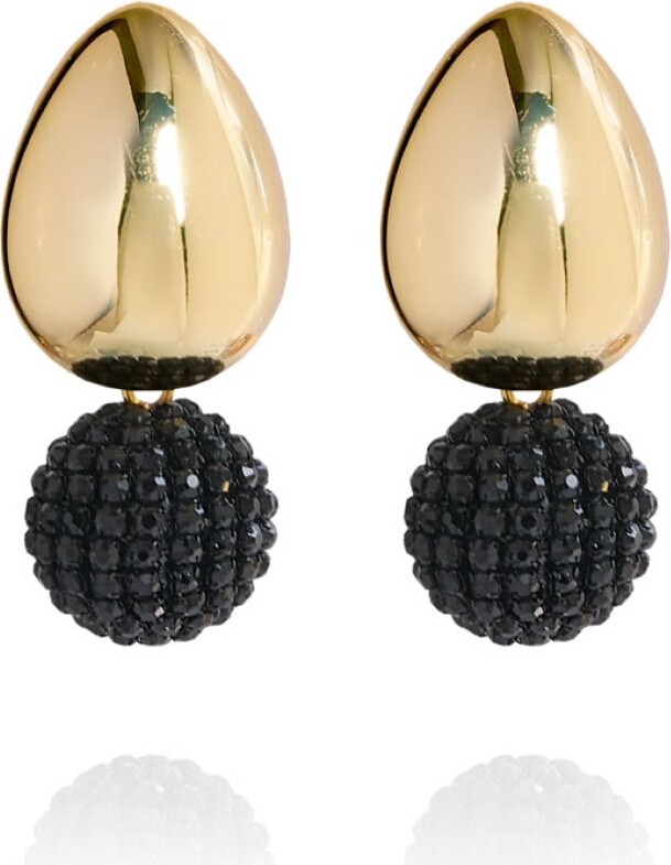 Saule Label Black / Gold Tulia Glam Earrings In Onyx Nightfall