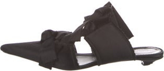 Proenza Schouler Nylon Mules Brown Pointed-Toes with Bow Accents Includes Dust Bag Designer