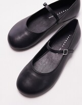 Thumbnail for your product : Topshop Carmen leather round toe ballet flats in black