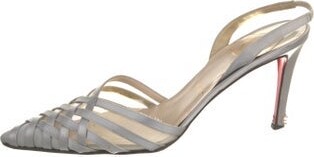 Christian Louboutin Satin Mesh Accents Slingback Pumps