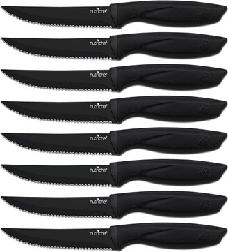 Nutrichef 8 Piece Kitchen Knife Set - Multi-Purpose Unbreakable Ergonomic Non-Stick Stainless Steel Kitchen Steak Knives Set with Fully Serrated