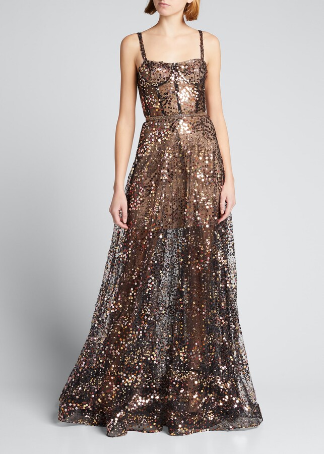 Bronx and Banco Midnite Noir Sequin Embellished Gown - ShopStyle ...