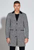Thumbnail for your product : boohoo Premium Wool Mix Overcoat With Faux Suede Collar