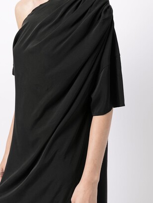Lisa Von Tang Drapery Asymmetric Midi Dress
