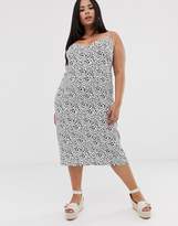 Thumbnail for your product : ASOS Curve DESIGN Curve midi cami slip dress in spot print