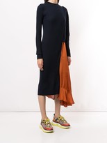 Thumbnail for your product : Sacai Satin-Panelled Ribbed Dress