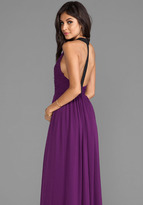 Thumbnail for your product : Alice + Olivia Runie Ruched Bodice Leather T-Back Maxi Dress