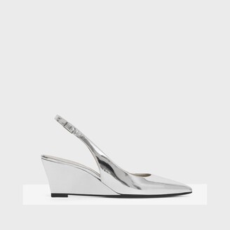 Theory Slingback Wedge in Metallic Leather - ShopStyle Flats